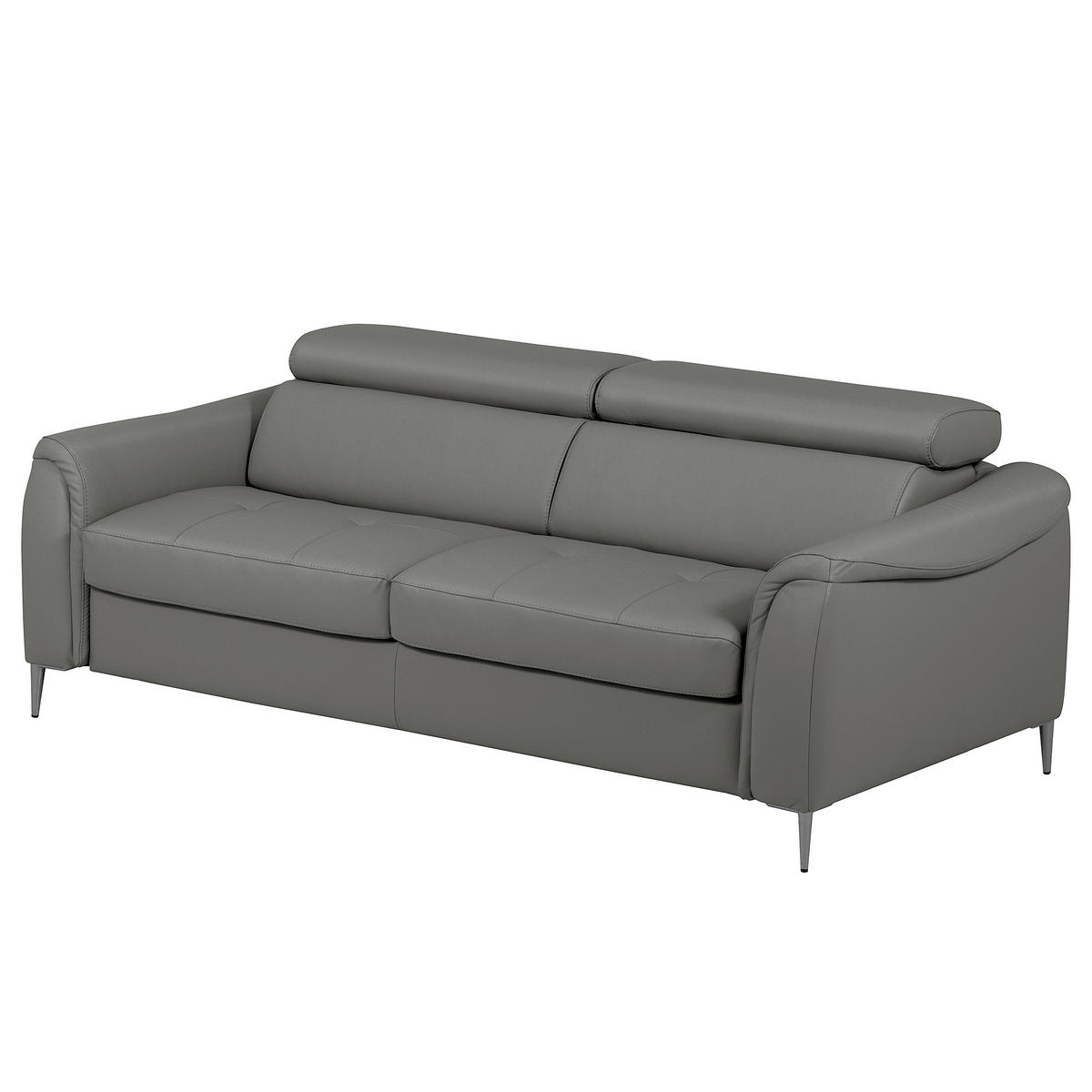 SCHLAFSOFA PAFOS in Lederlook Echtleder Dunkelgrau  - Dunkelgrau/Schwarz, Design, Leder/Textil (203/77-98/103cm) - MID.YOU