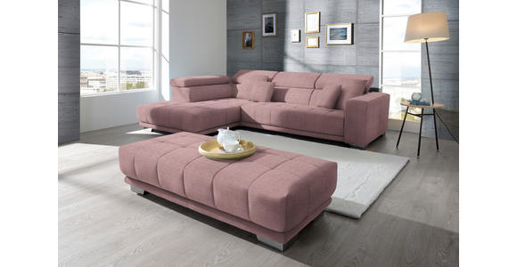 ECKSOFA in Mikrofaser Rosa  - Chromfarben/Rosa, Design, Textil/Metall (207/301cm) - Xora