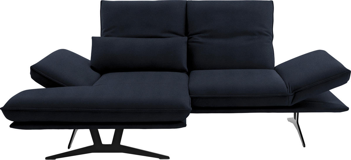 ECKSOFA in Echtleder Dunkelblau  130/210 cm  - Gelb/Schwarz, Design, Leder/Metall (130/210cm) - Dieter Knoll