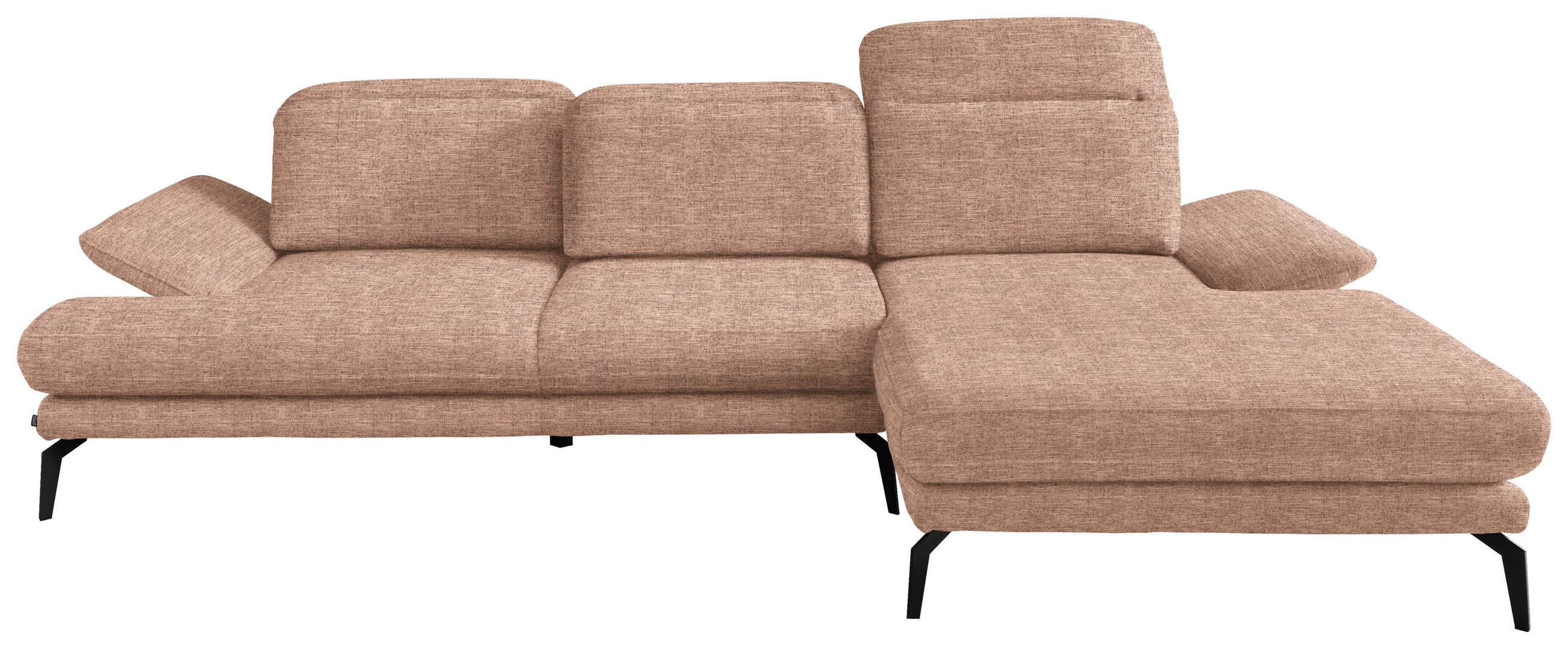 ECKSOFA inkl. Funktionen Hellbraun Webstoff - Hellbraun/Schwarz, Design, Textil/Metall (289/180cm) - Stylife