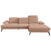 ECKSOFA inkl. Funktionen Hellbraun Webstoff  - Hellbraun/Schwarz, Design, Textil/Metall (289/180cm) - Stylife
