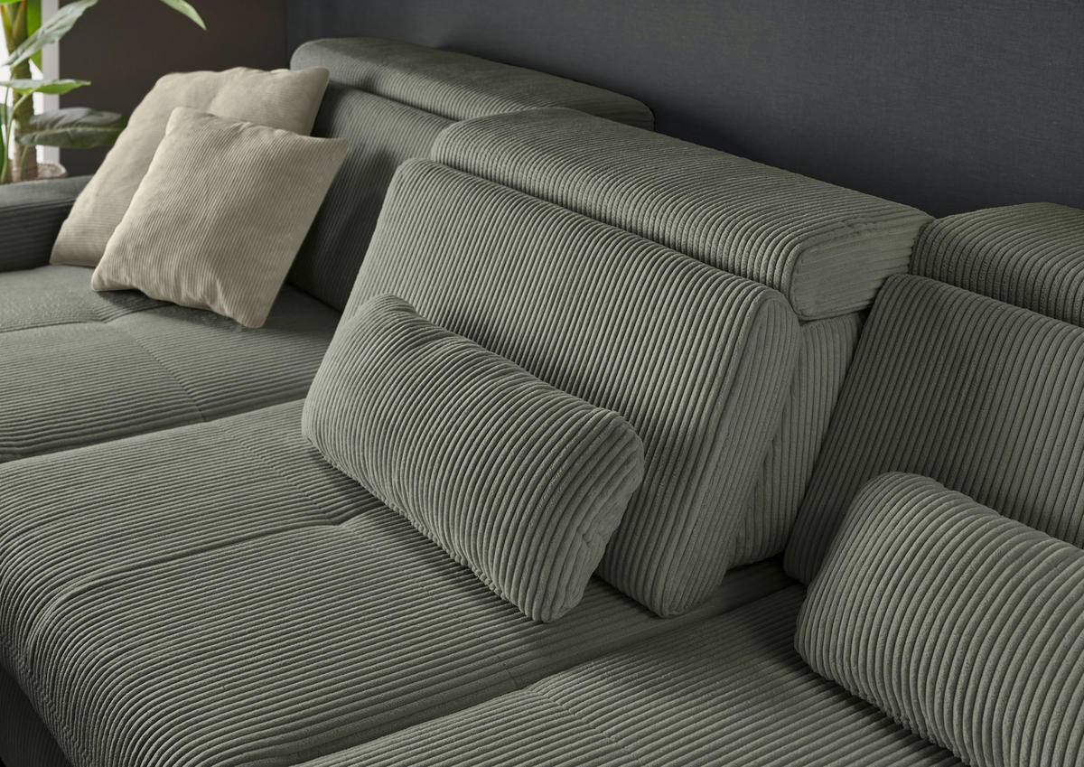 CloseUp von SetOne by Musterring ECKSOFA Olivgrün Cord.