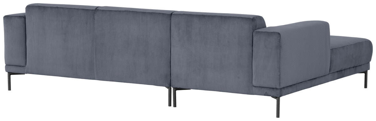 ECKSOFA in Cord Graublau  - Graublau/Schwarz, Design, Textil/Metall (262/183cm) - MID.YOU