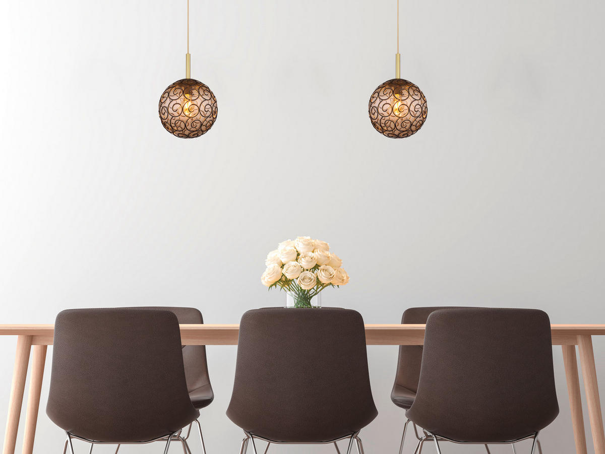 HÄNGELEUCHTE 25/120 cm    - Goldfarben/Schwarz, Konventionell, Kunststoff/Metall (25/120cm) - Globo