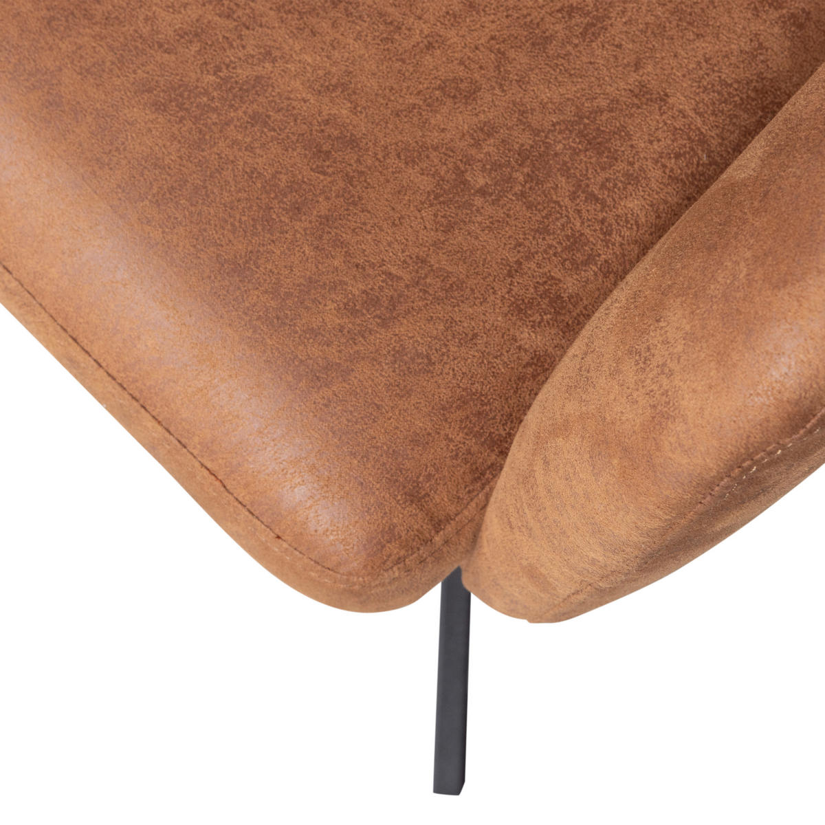 ARMLEHNSTUHL-SET 2 Stück  in Eisen Lederlook  - Cognac/Schwarz, MODERN, Textil/Metall (58/80/60cm) - Livetastic