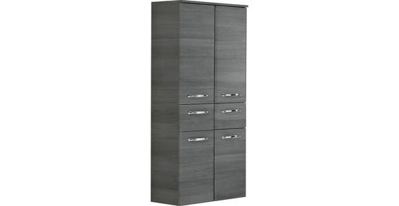 MIDISCHRANK 60/141/33 cm  - Chromfarben/Graphitfarben, Design, Glas/Holzwerkstoff (60/141/33cm) - Xora