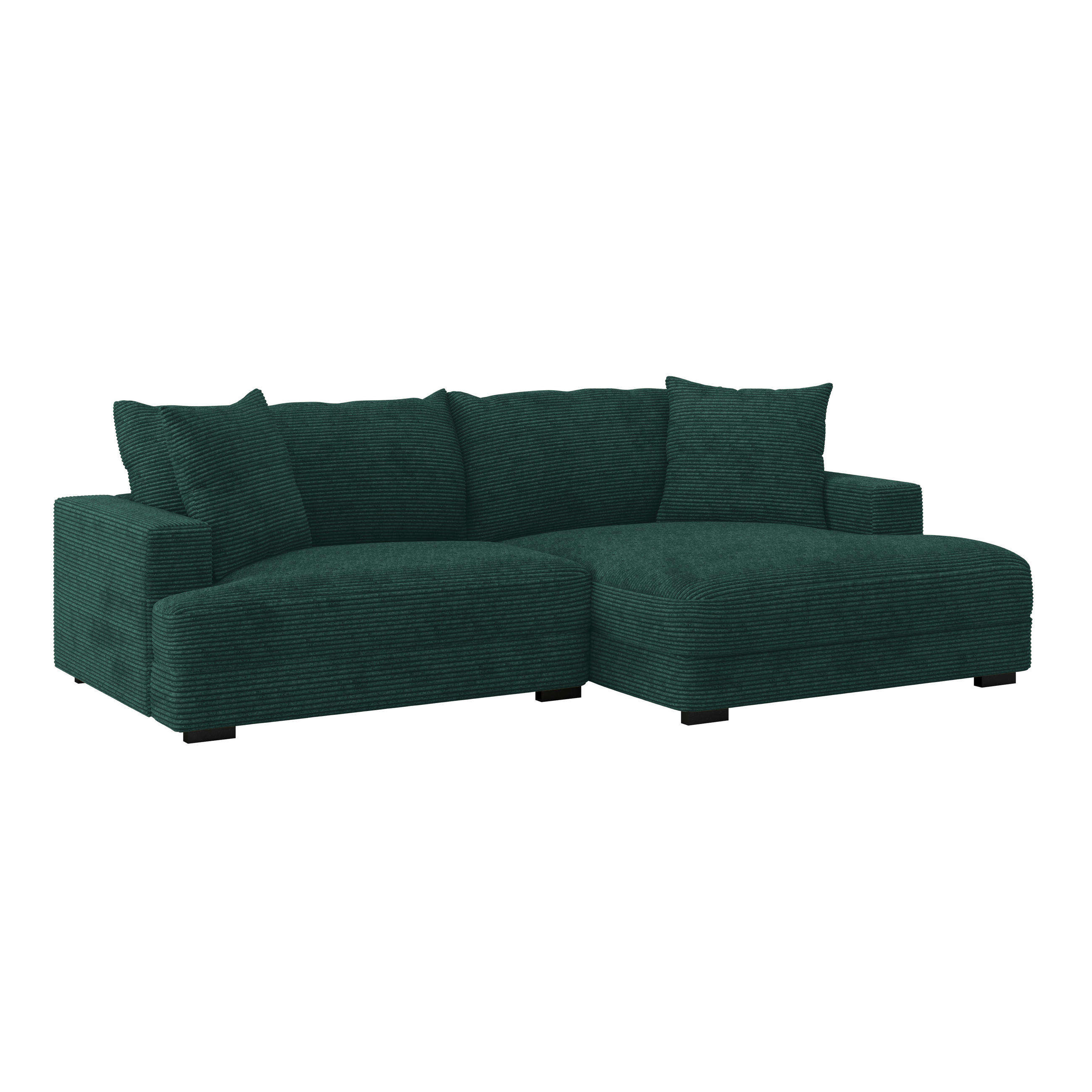 ECKSOFA Dunkelgrün Cord  - Dunkelgrün/Schwarz, MODERN, Textil (265/180cm) - P & B