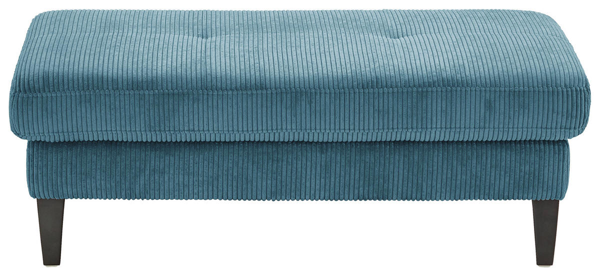 HOCKER in Textil Petrol  - Petrol/Schwarz, Modern, Textil/Metall (130/45/67cm) - Beldomo Style