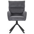 ARMLEHNSTUHL  Stoffauswahl, Sitzfläche 360° drehbar, automatische Rückholfunktion Cord  - Anthrazit/Schwarz, Design, Textil/Metall (60/95/62cm) - Novel