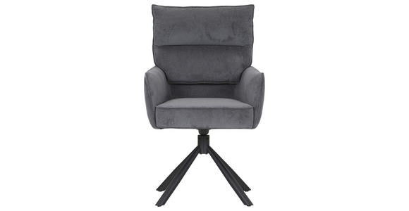 ARMLEHNSTUHL  Stoffauswahl, Sitzfläche 360° drehbar, automatische Rückholfunktion Cord  - Anthrazit/Schwarz, Design, Textil/Metall (60/95/62cm) - Novel