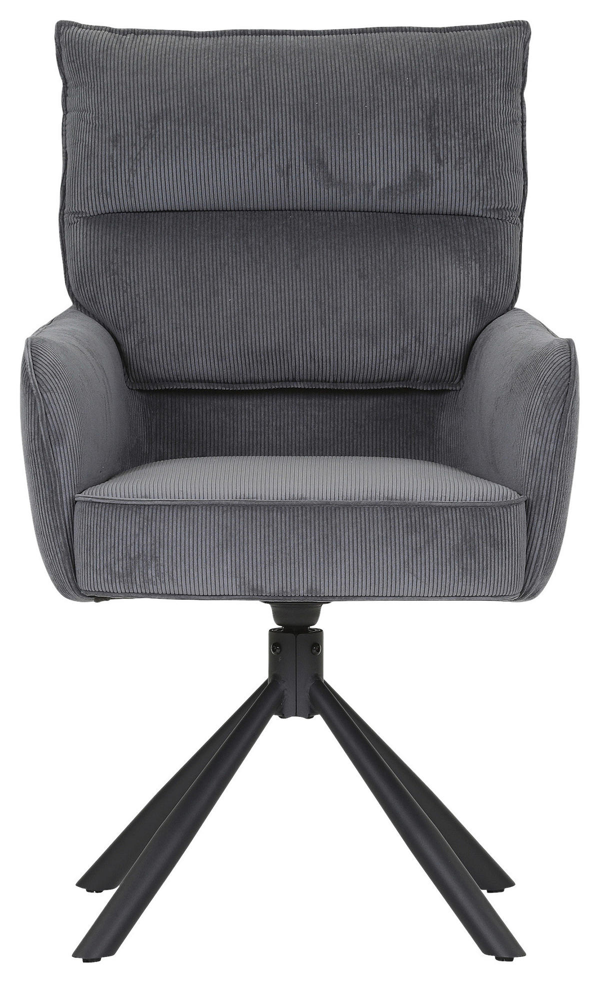 ARMLEHNSTUHL  Stoffauswahl, Sitzfläche 360° drehbar, automatische Rückholfunktion Cord  - Anthrazit/Schwarz, Design, Textil/Metall (60/95/62cm) - Novel