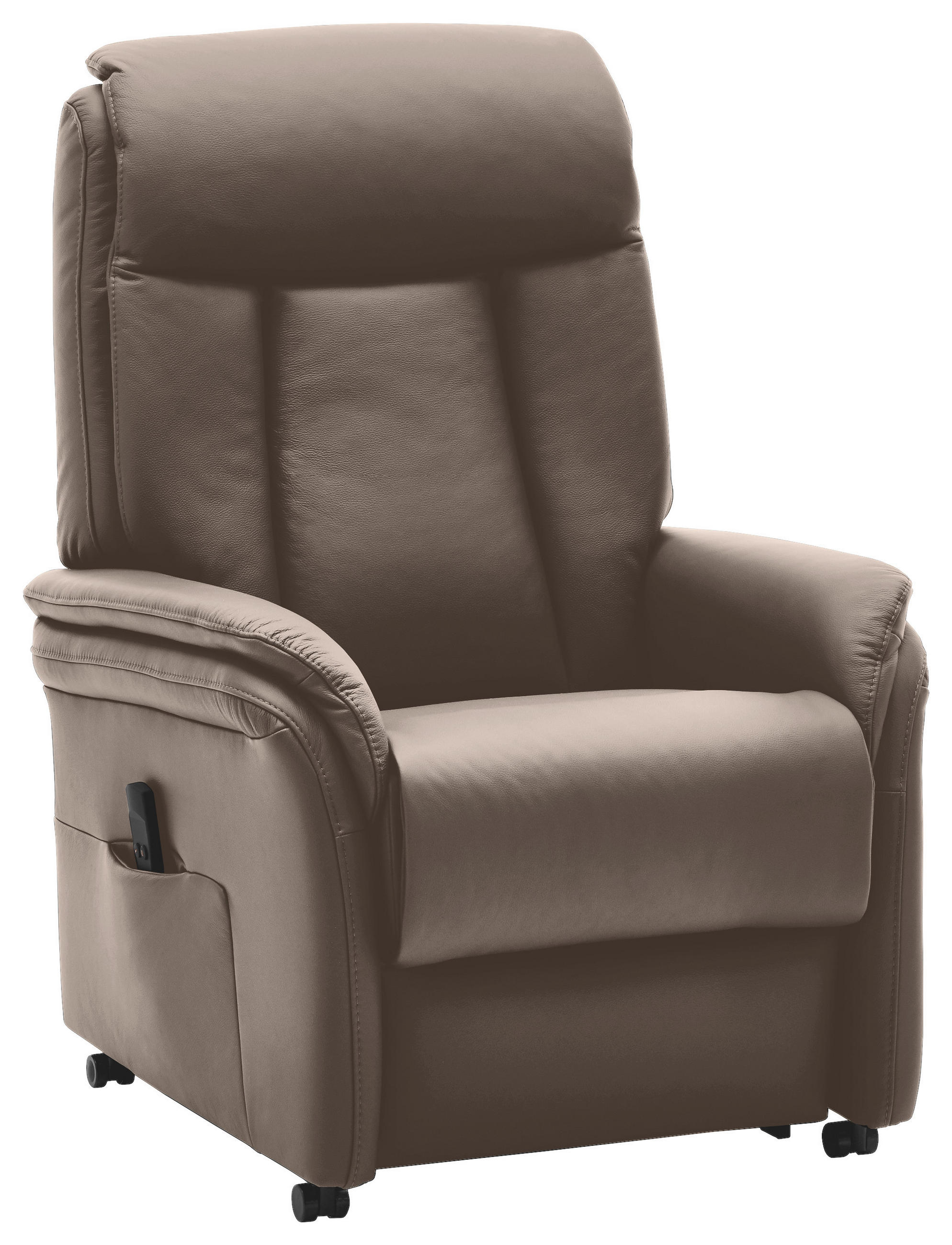 FERNSEHSESSEL mit Relaxfunktion, Aufstehhilfe Echtleder Schlammfarben - Schlammfarben, KONVENTIONELL, Leder/Kunststoff (74/107/84cm) - Valdera