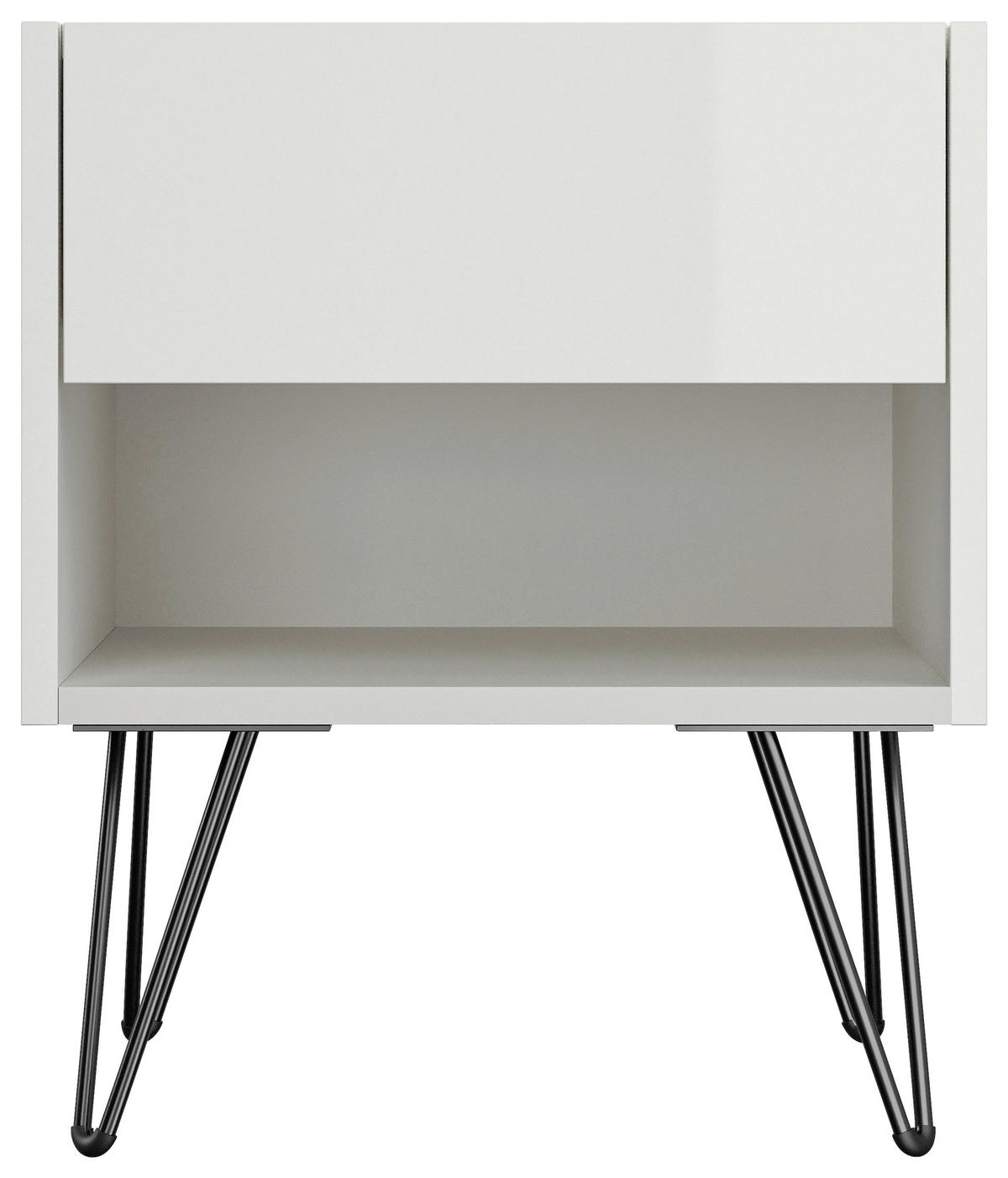 NACHTTISCH 41,2/50/35,6 cm  - Weiß Hochglanz/Schwarz, Basics, Holzwerkstoff/Metall (41,2/50/35,6cm) - MID.YOU