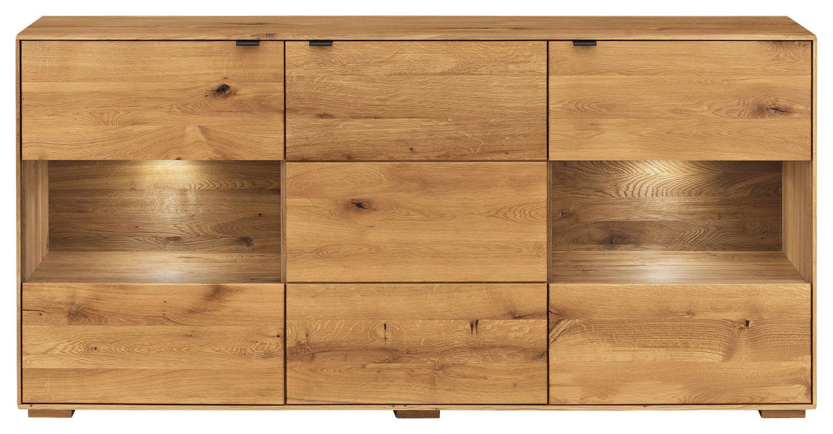 SIDEBOARD  180/85/42 cm  - Wildeiche/Anthrazit, Natur, Glas/Holz (180/85/42cm) - Linea Natura