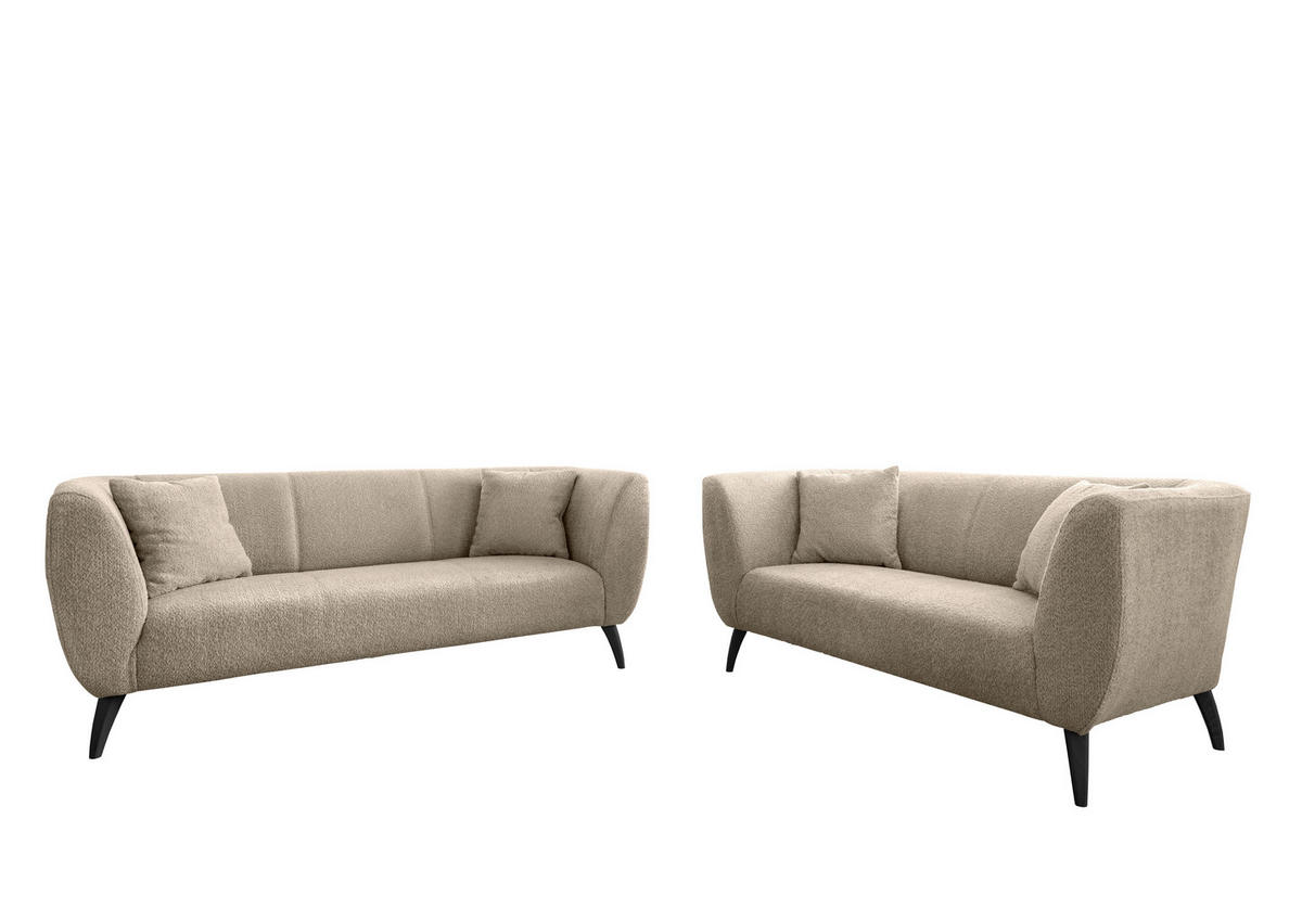 3-SITZER-SOFA in Bouclé Beige  - Beige/Schwarz, Modern, Holz/Textil (208/83/88cm) - MID.YOU