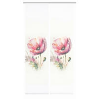 FLÄCHENVORHANG  2 Stück  halbtransparent  60/245 cm   - Salbeigrün/Rosa, Natur, Textil (60/245cm)