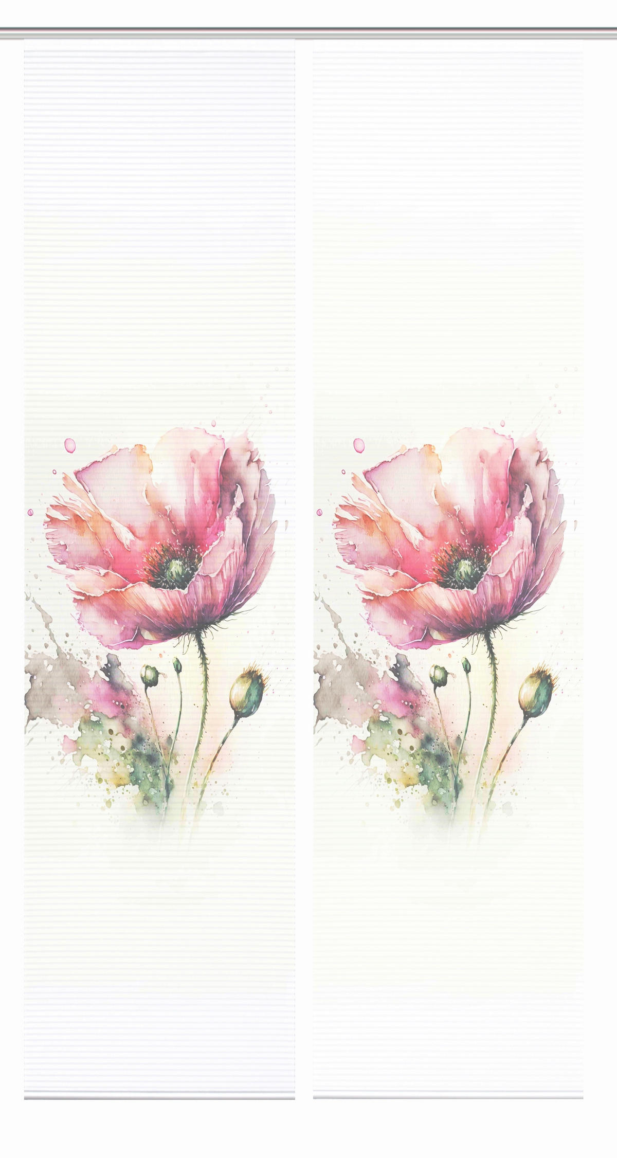 FLÄCHENVORHANG  2 Stück  halbtransparent  60/245 cm   - Salbeigrün/Rosa, Natur, Textil (60/245cm)