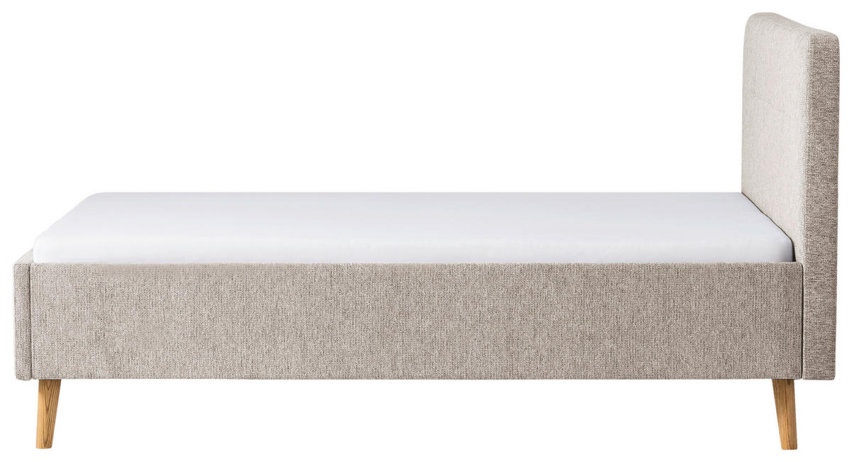 POLSTERBETT 140/200 cm, inkl.  in Taupe  - Taupe/Eichefarben, Basics, Holz/Textil (140/200cm) - Boxxx