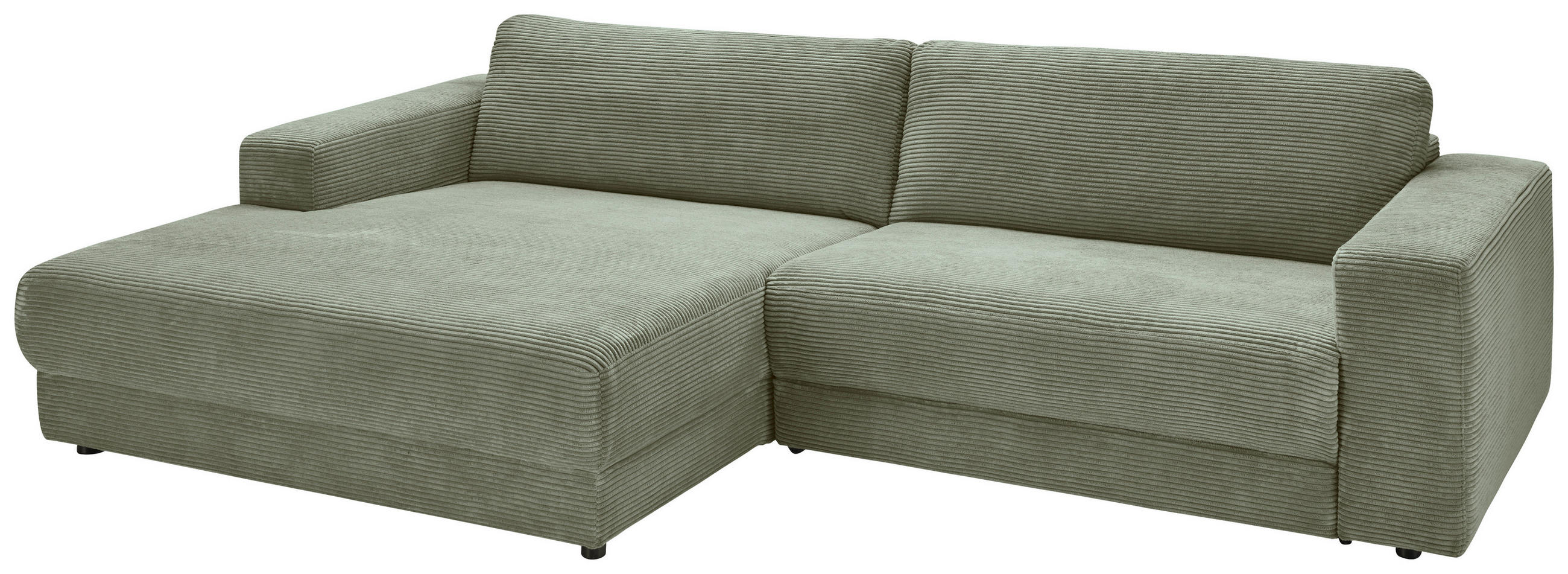 ECKSOFA in Cord Grün  - Schwarz/Grün, Design, Kunststoff/Textil (168/296cm) - Pure Home Lifestyle