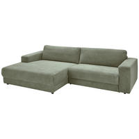 ECKSOFA in Cord Grün  - Schwarz/Grün, Design, Kunststoff/Textil (168/296cm) - Pure Home Lifestyle