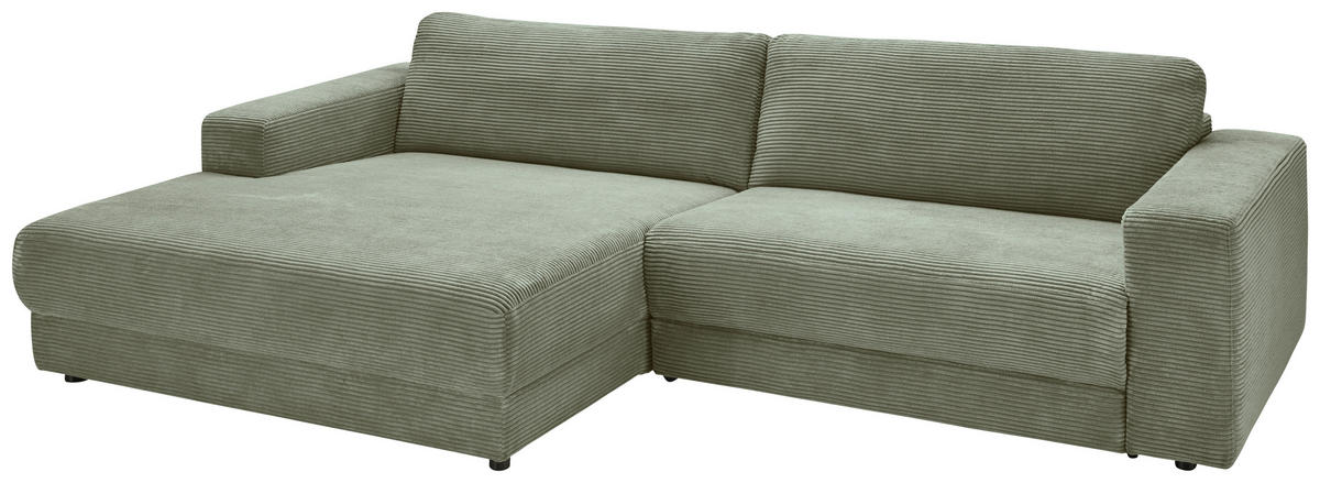 ECKSOFA in Cord Grün  - Schwarz/Grün, Design, Kunststoff/Textil (168/296cm) - Pure Home Lifestyle