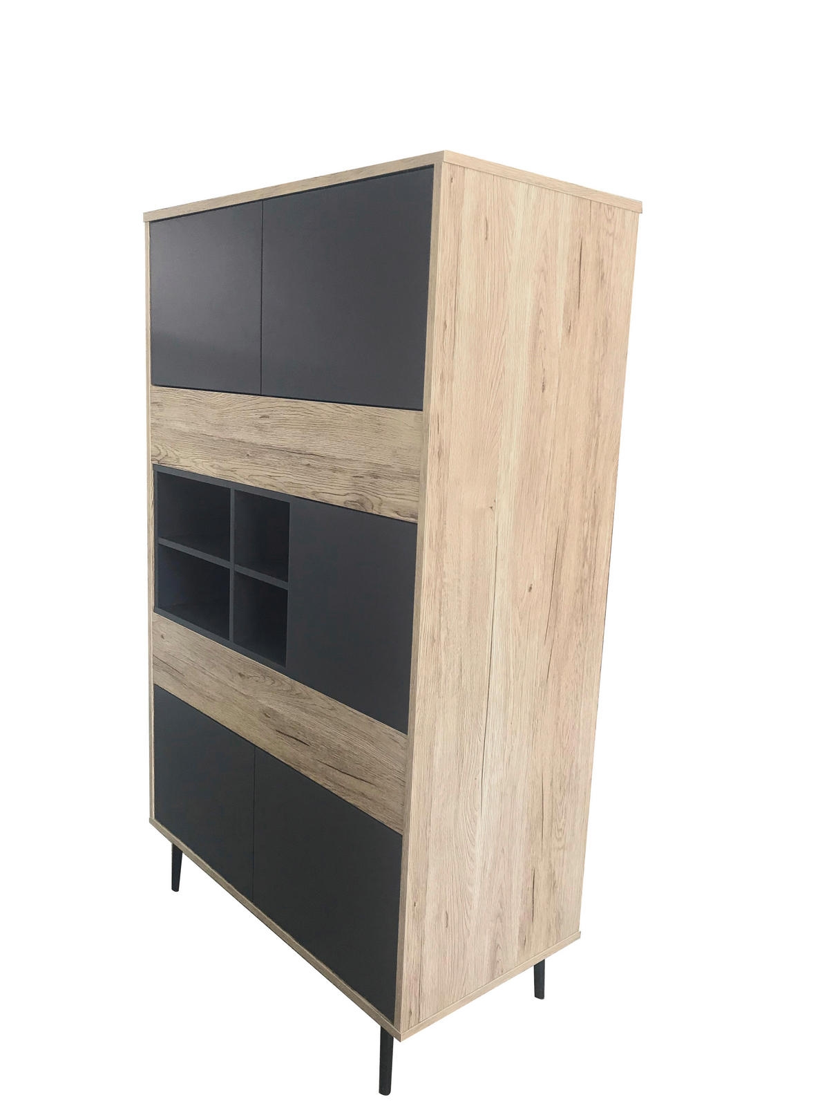 HIGHBOARD  in 78/130/39 cm  - Anthrazit/Schwarz, Design, Holzwerkstoff/Metall (78/130/39cm) - Livetastic