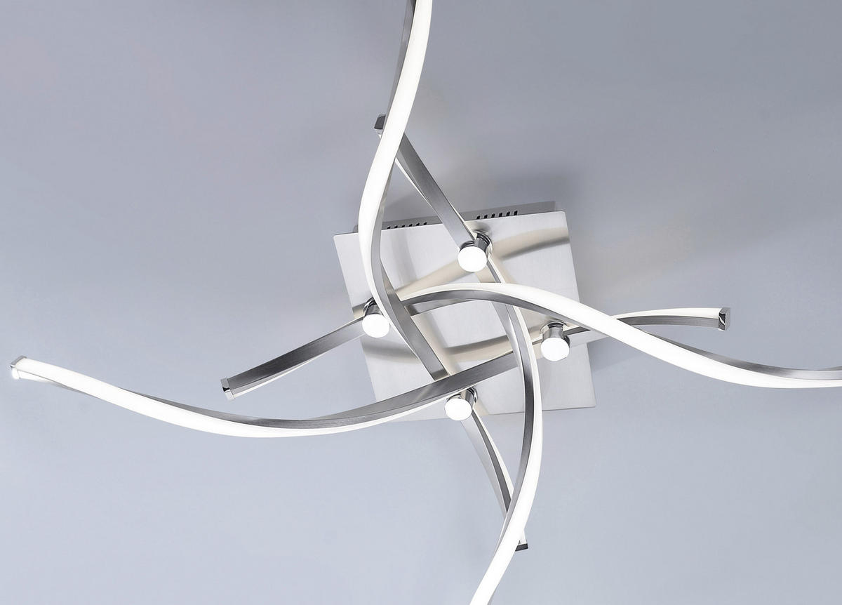STROPNÍ LED SVÍTIDLO, 78/78/17 cm - barvy niklu, Design, kov (78/78/17cm)