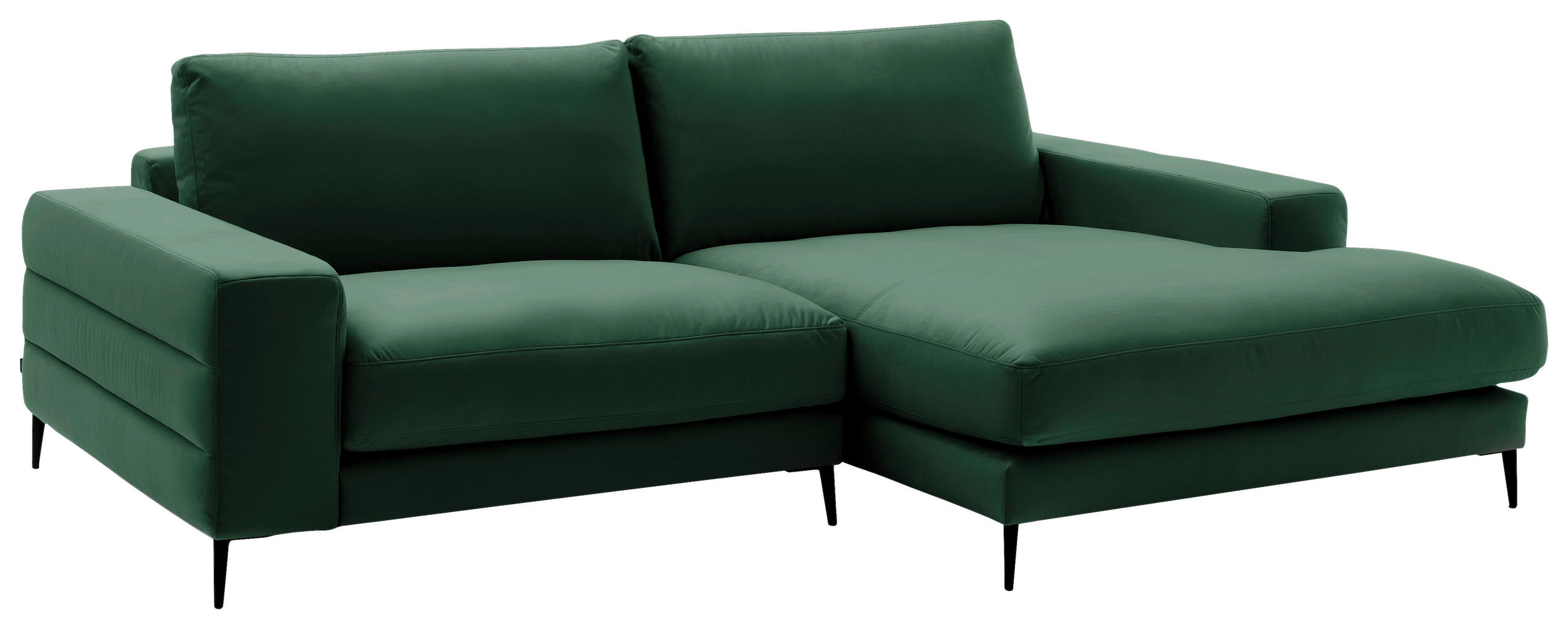 ECKSOFA in Velours Smaragdgrün  - Smaragdgrün/Schwarz, Design, Textil/Metall (253/177cm) - Dieter Knoll