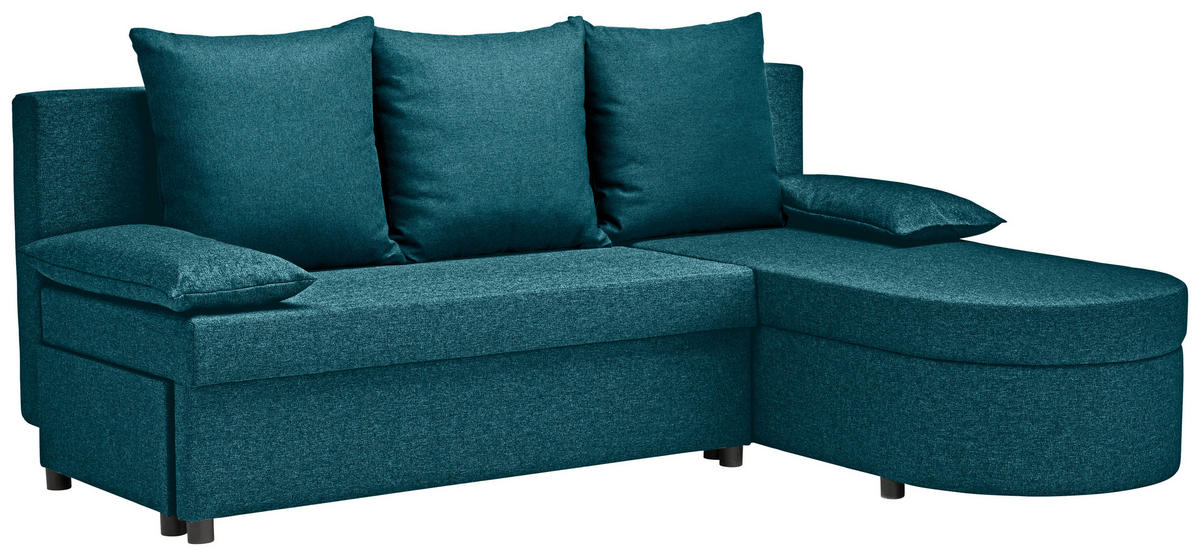 ECKSOFA in Webstoff Türkis  - Türkis/Anthrazit, Konventionell, Kunststoff/Textil (159/196cm) - Ti'me