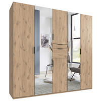 GARDEROB 225/210/58 cm 6-dörrar - svart/ekfärgad, Modern, metall/trämaterial (225/210/58cm) - Boxxx