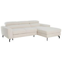 ECKSOFA Chenille Creme  - Creme/Schwarz, Design, Textil/Metall (226/177cm) - Livetastic