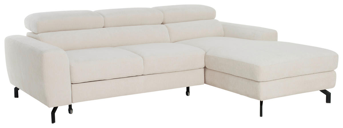 ECKSOFA Chenille Creme  - Creme/Schwarz, Design, Textil/Metall (226/177cm) - Livetastic