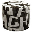 HOCKER Jacquard Weiß, Dunkelgrau  - Dunkelgrau/Weiß, LIFESTYLE, Textil (45/40/45cm) - Xora