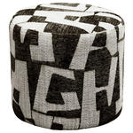HOCKER Jacquard Weiß, Dunkelgrau  - Dunkelgrau/Weiß, LIFESTYLE, Textil (45/40/45cm) - Xora
