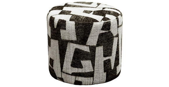 HOCKER Jacquard Weiß, Dunkelgrau  - Dunkelgrau/Weiß, LIFESTYLE, Textil (45/40/45cm) - Xora
