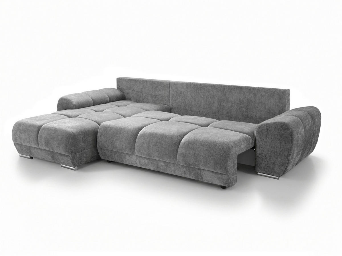 ECKSOFA  in Chenille Grau  - Chromfarben/Schwarz, KONVENTIONELL, Kunststoff/Textil (183/290cm) - Xora