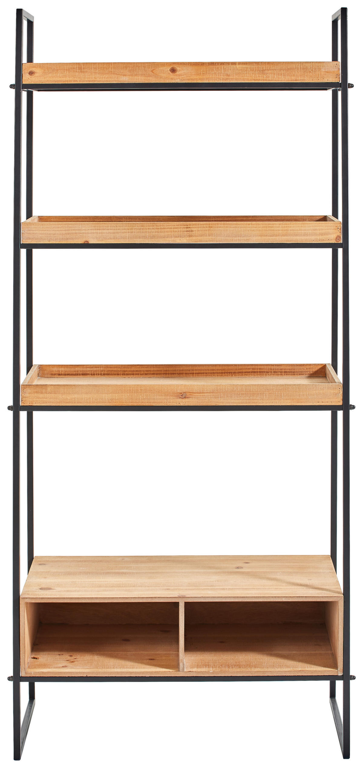 REGAL 64,5/140/35,5 cm naravne barve, črna  - črna/naravne barve, Trend, kovina/leseni material (64,5/140/35,5cm) - Livetastic