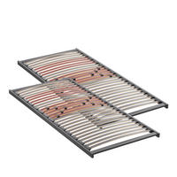 LATTENROSTSET 160/200 cm Mittelzone verstellbar, Birke  - Dunkelgrau/Rot, Basics, Holz (160/200cm) - Novel