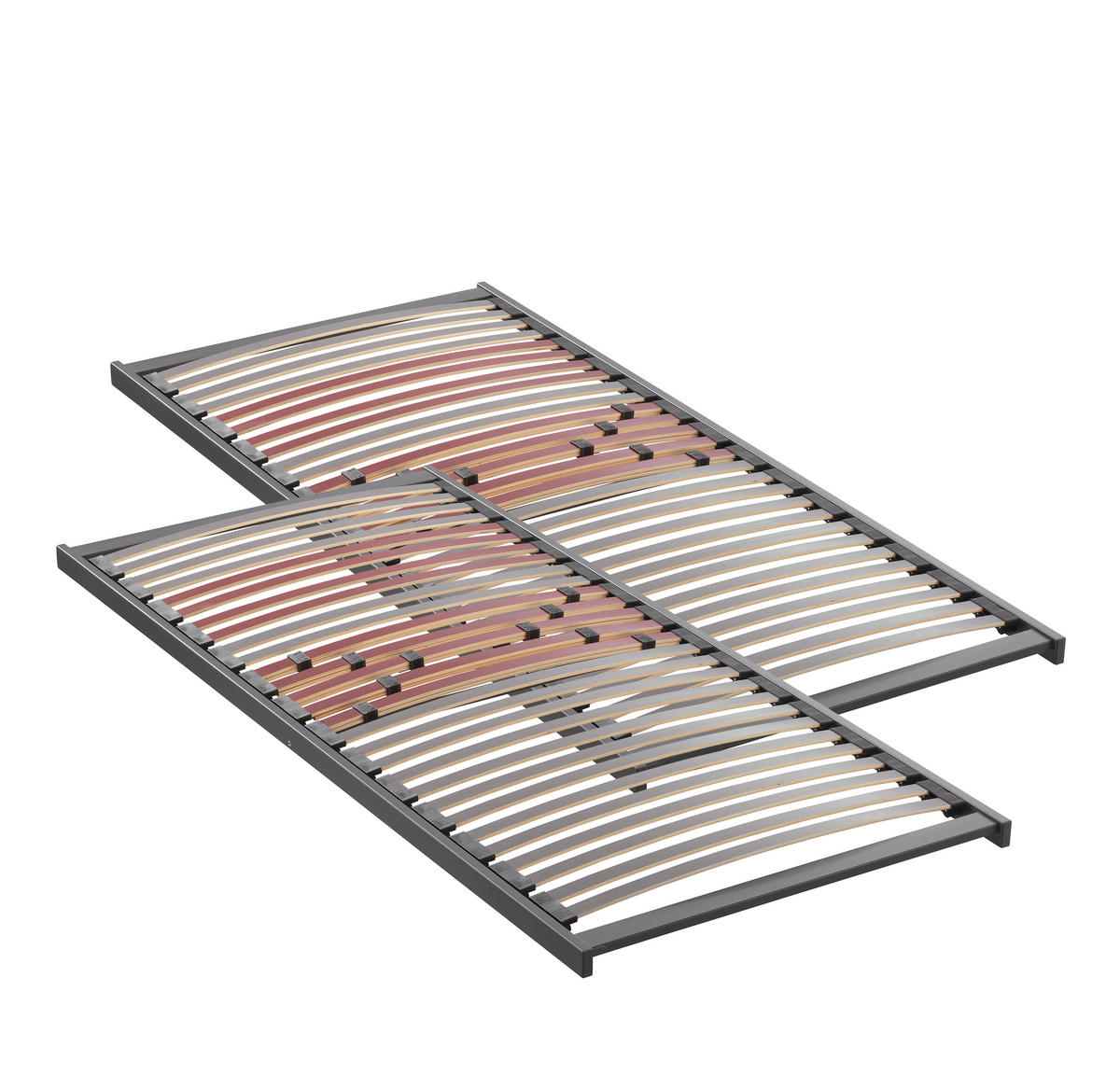 LATTENROSTSET 160/200 cm Mittelzone verstellbar, Birke  - Dunkelgrau/Rot, Basics, Holz (160/200cm) - Novel