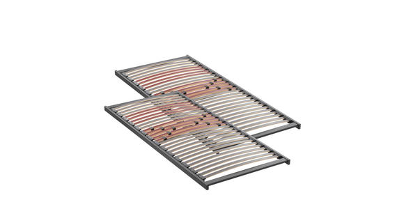 LATTENROSTSET 160/200 cm Mittelzone verstellbar, Birke  - Dunkelgrau/Rot, Basics, Holz (160/200cm) - Novel