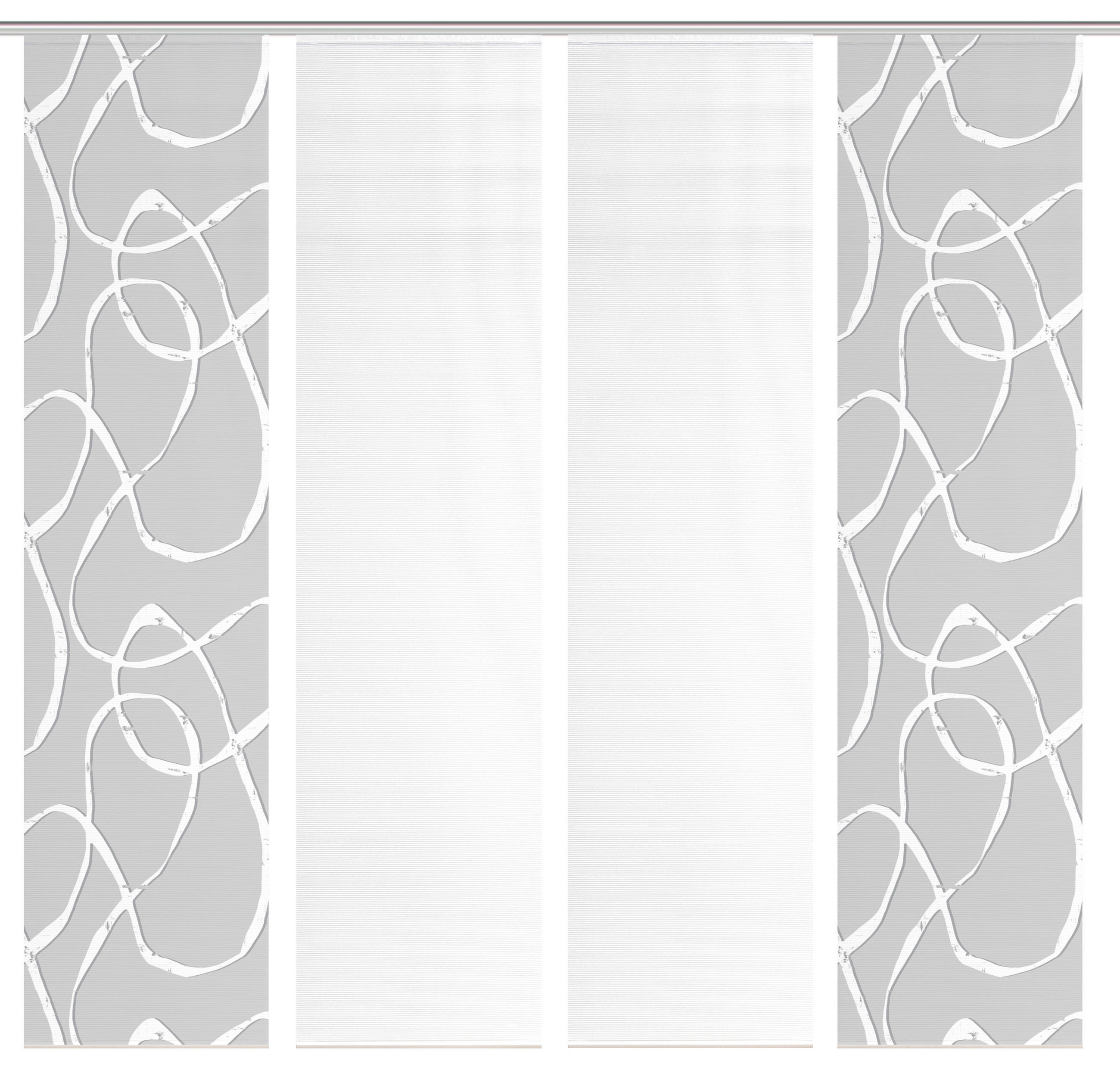 FLÄCHENVORHANG  4 Stück  blickdicht  60/260 cm   - Hellgrau/Weiß, KONVENTIONELL, Textil (60/260cm)