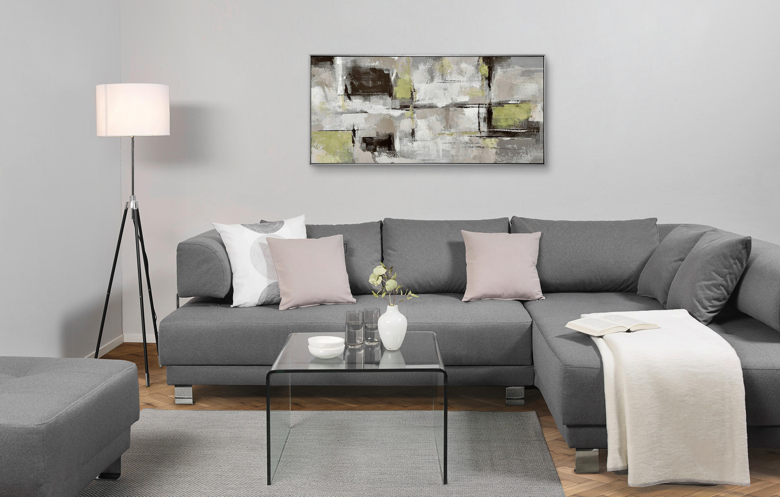 ULJENA SLIKA  70/150 cm       - sivo-smeđa/srebrne boje, Design, drvo/tekstil (70/150cm) - Monee
