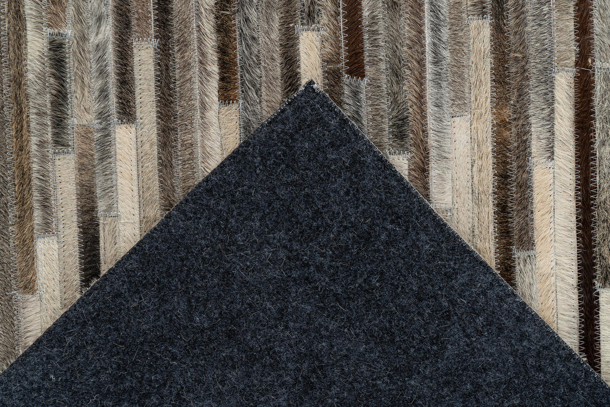 LEDERTEPPICH 160/230 cm Creme, Schwarz  - Creme/Schwarz, KONVENTIONELL, Leder/Textil (160/230cm)