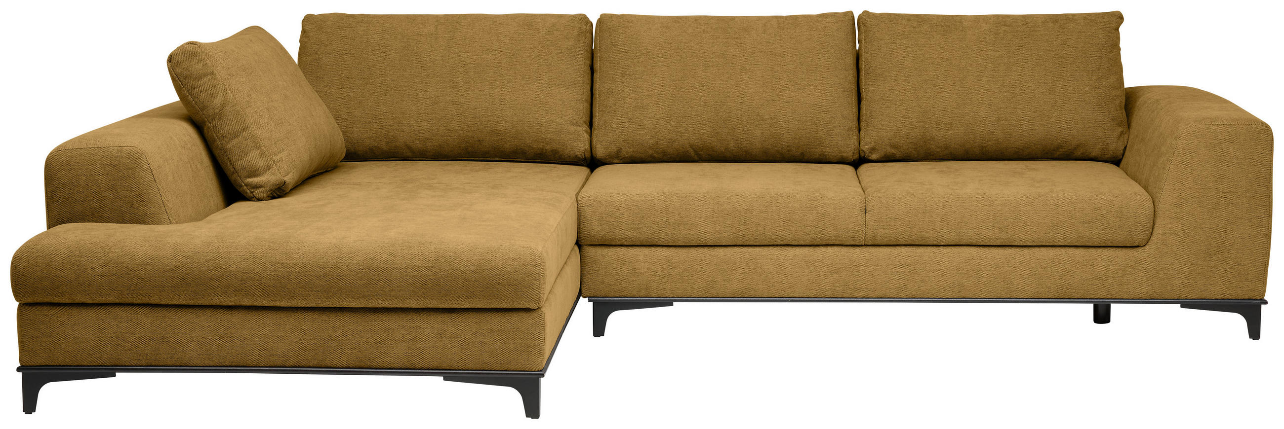 ECKSOFA inkl. Funktionen Senfgelb Webstoff Rückenkissen, Bettkasten, Schlaffunktion, Rücken echt  - Wengefarben/Senfgelb, Design, Holz/Textil (211/314cm) - Stylife