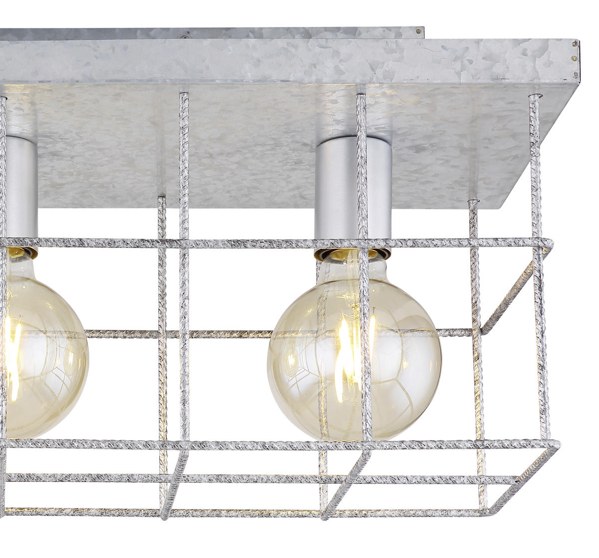 DECKENLEUCHTE Merril 60/20/25,8 cm   - Zinkfarben, Design, Metall (60/20/25,8cm) - Globo