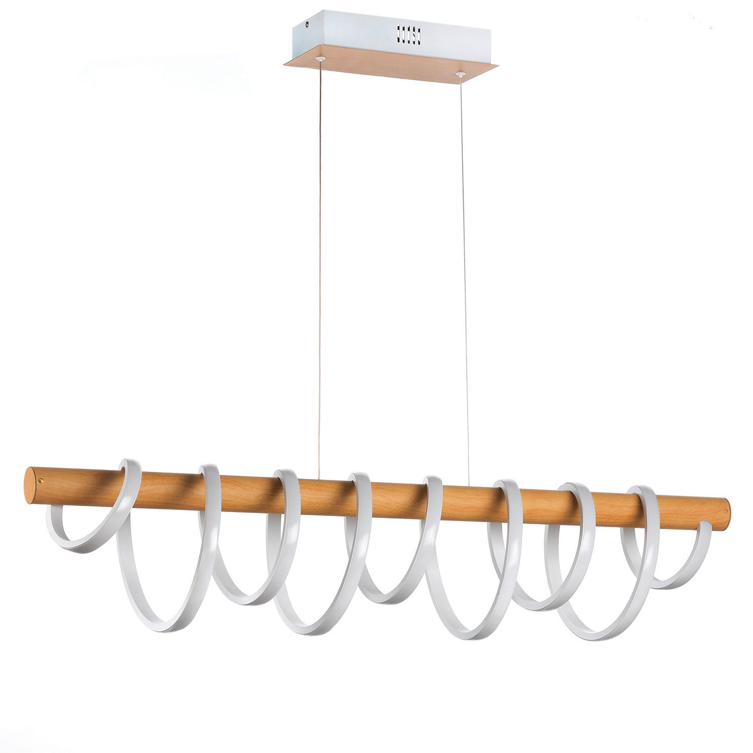 LED-HÄNGELEUCHTE 112/22/130 cm   - Weiß/Akaziefarben, Natur, Metall (112/22/130cm)