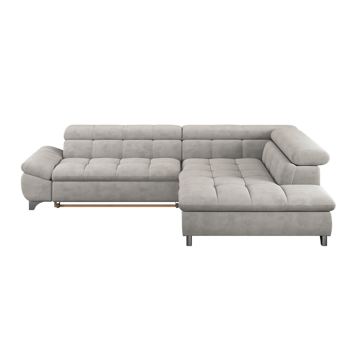ECKSOFA Beige Chenille  - Chromfarben/Beige, KONVENTIONELL, Textil/Metall (312/234cm) - Livetastic
