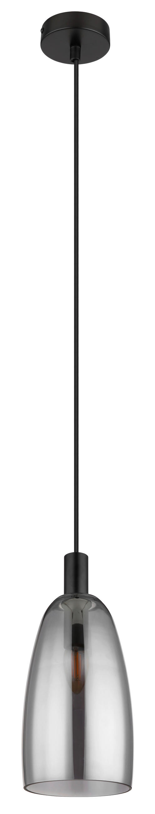 HÄNGELEUCHTE 14/120 cm    - Schwarz, Design, Glas/Metall (14/120cm) - Globo