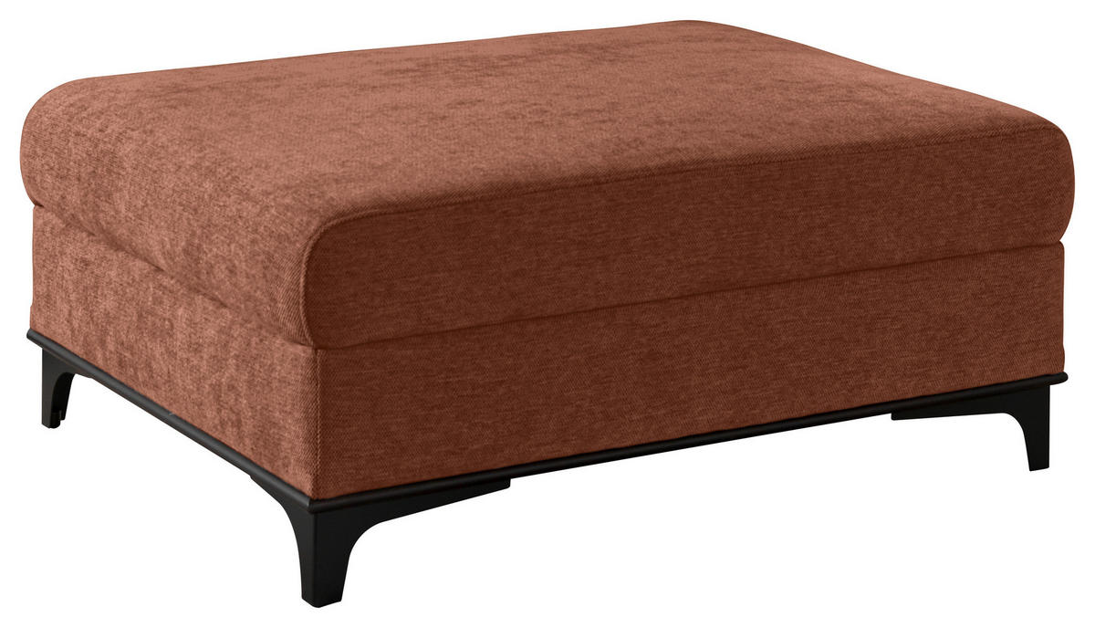 HOCKER Webstoff Terracotta  - Terracotta/Schwarz, Design, Holz/Textil (100/41/78cm) - Stylife
