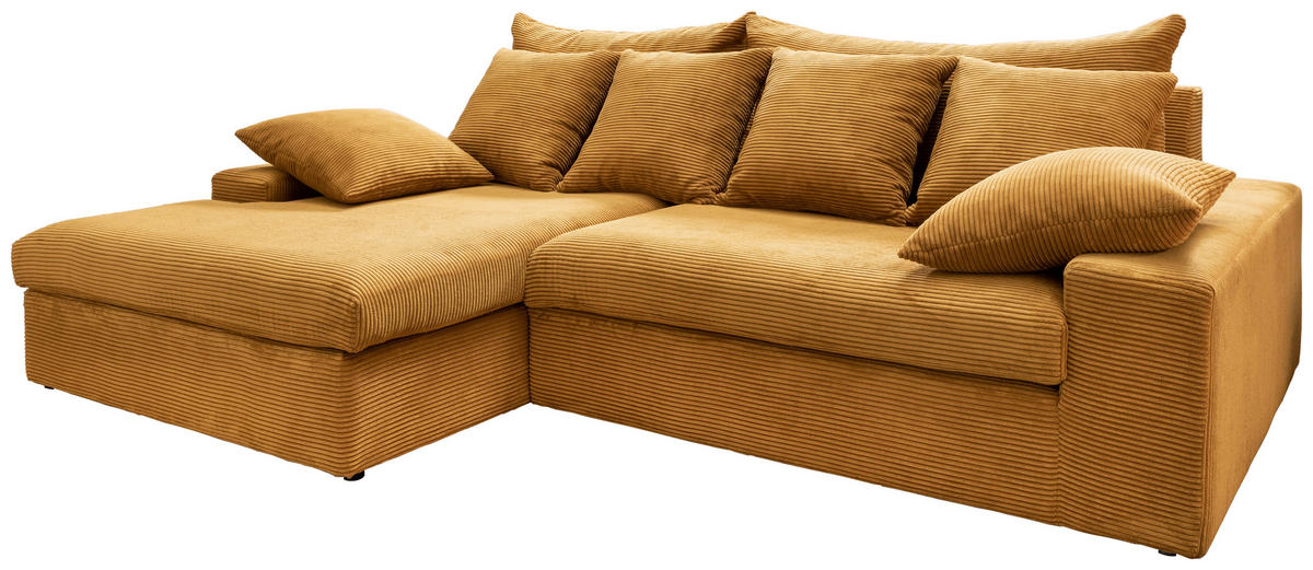 ECKSOFA Goldfarben Cord  - Goldfarben/Schwarz, MODERN, Kunststoff/Textil (200/278cm) - Livetastic